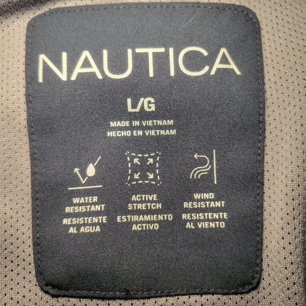 Nautica Mens Bomber Jacket Water & Wind Resistant Stretch Size Large Dark Blue - Picture 7 of 14